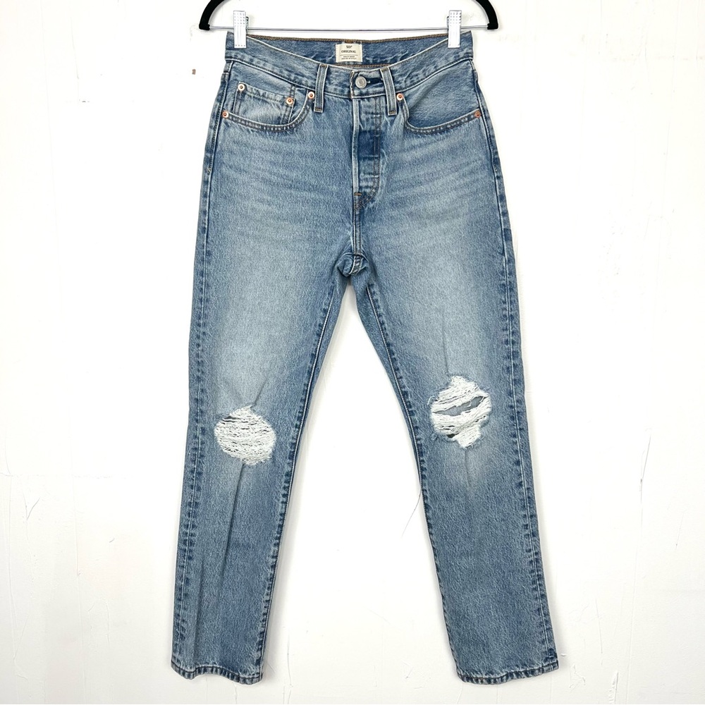 Levi's 501 Original Jeans Size 26 Button Fly Distressed‎ Stonewash W26 L30